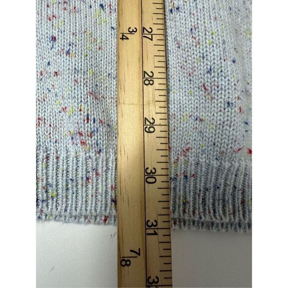 LOFT Sweater Womens M/L Blue Flecked Side Tie Poncho Speckled Oversized Cotton - Picture 9 of 16